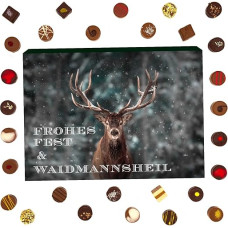 Hallingers Waidmannsheil Advent Calendar Chocolates Gift Handmade without Alcohol from Fine Cocoa Chocolate for Hunters (Box) - Fill Advent Calendar Novelties & Advent Calendar | Congratulations