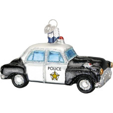 Old World Christmas Ornamente: Polizistin Geschenke Glas geblasene Ornamente für Weihnachtsbaum, Polizeiauto