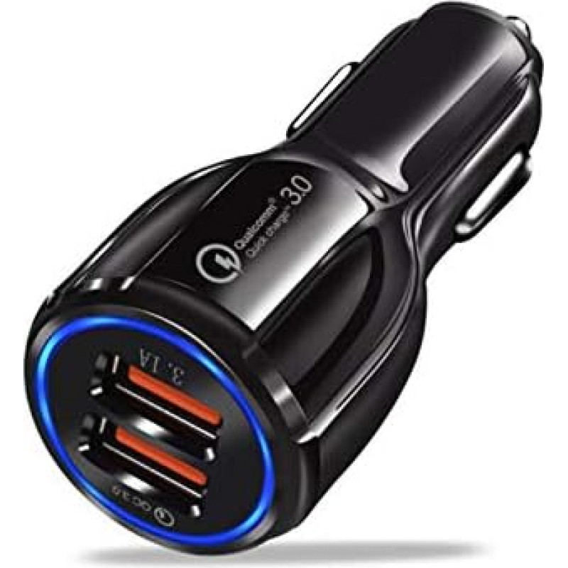 Olakey Car Charger, Quick Charge 3.0 USB Port Adapter, Adapter Car Accessories, Dual USB Car Charger (Black), BLQ-B1