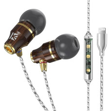 Yinyoo KBEAR KW1 Lightning Earbuds, [MFi Certified] Wooden In-Ear Headphones with Wired Compatible with iPhone 14/13/12/11/X/XS/8/7/iPad 9/8 (Dark Coffee, Lightning Connector with Microphone)