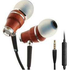 Symphonized NRG X In-Ear Headphones - Premium Precious Wood Earphones with Microphone and Volume Control - Noise Isolating Earbuds for Home and Travel (Black)