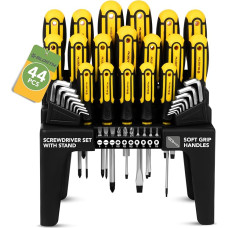 BLOSTM Magnetic Screwdriver Set with Stand, 44 Piece Screwdriver Set and Wall Mounted, Screwdriver Organizer - Phillips, Flathead, PZ, Star Screwdriver Sets, Metric and
