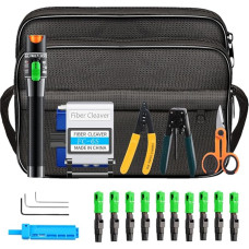 FTTH Fiber Optic Tool Kit with Fiber Optic Splitter FC-6S, Visual Fault Finder, 30mW, 30KM, Optical Connector, Fast Mode, Simple SC/APC, CFS-2, Wire Stripper and Kevlar Scissors
