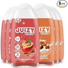 JUIZY WOW Salted Caramel & Baked Apple Mix | Sugar-Free Flavour Drops | 6 x 65 ml Drink Concentrate Winter Edition | Natural Drink Syrup | Zero Calories Vegan