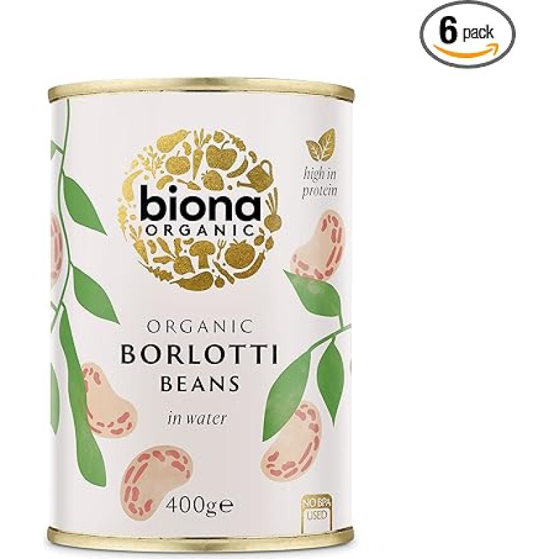 Biona – Bio-Borlottibohnen (6 x 400 g), reich an Proteinen und Ballaststoffen, ohne Zuckerzusatz, BPA-freie Dose
