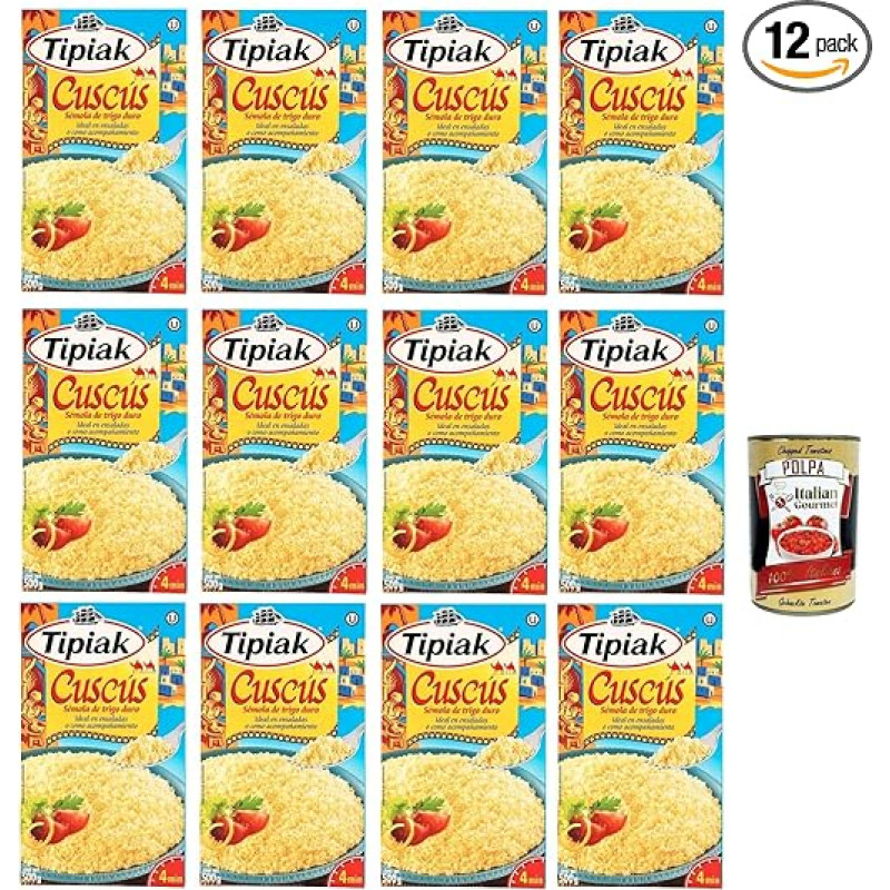 Tipiak Cous Cous 12 x 500 g + Italian Gourmet Polpa di Pomodoro 400 g Tin