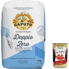 8x Farina Molino Caputo Doppio Zero Classica, Farina per Pizza Napoli Pizza Flour 1 kg + Italian Gourmet Polpa 400 g