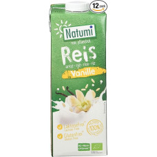 Natumi Rice Drink Vanilla Unsweetened I Pack of 12 Organic Plant Drink - 12 x 1 L I Milk Substitute Vegan without Sugar / Gluten / Lactose I Italian Rice & Organic Bourbon Vanilla I Rice Drink Baking