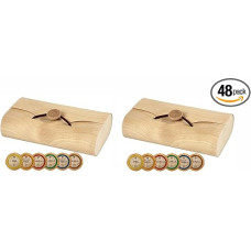 2 x 24 puikūs šokoladiniai saldainiai 6 rūšių kilmės šokolado auksiniai dubliukai DreiMeister šokoladas medinėje vokų formos dėžutėje