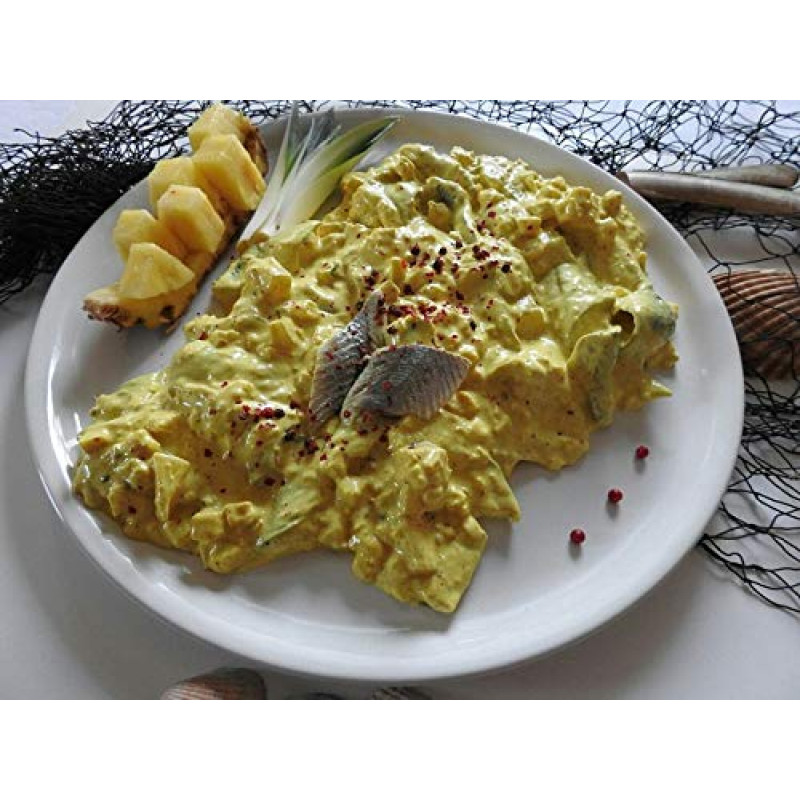 Klaassen Indonesia Herring Salad, Bismarck Herring in Pieces, Curry Sauce, Apples, Pineapple, 500 g