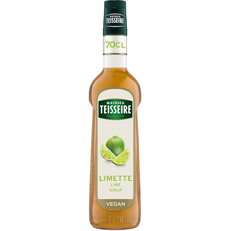 Mathieu Teisseire Lime Syrup for Drinks, Soft Drinks, Cocktails and Desserts, Bottle 70 cl