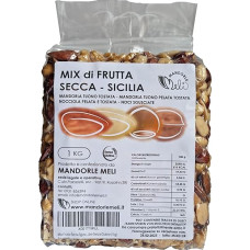 Sicilietiškas džiovintų vaisių mišinys su lupenomis - skrudinti migdolai, nulupti skrudinti migdolai, skrudinti lazdyno ir graikiniai riešutai - vitaminų ir skaidulų šaltinis Be glitimo (1 kg)