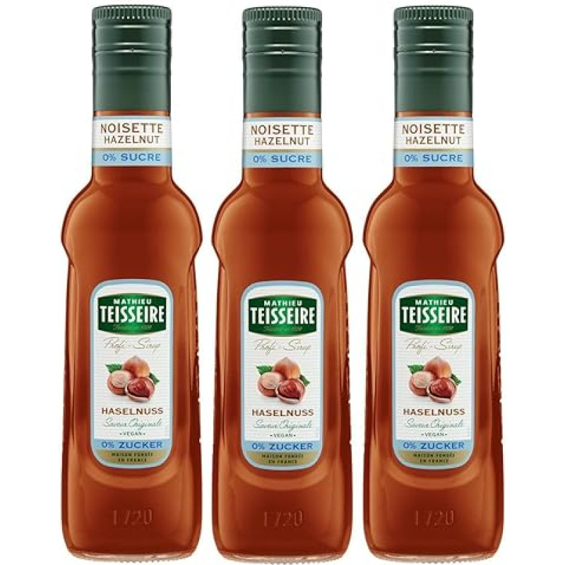 Mathieu Teisseire Drinks Syrup Hazelnut 0% Sugar 0.25 L Cocktails (Pack of 3)
