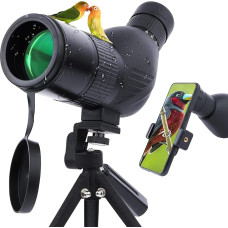 Spektiv, HD Wasserdichtes Spektiv mit Stativ, Tragetasche und Smartphone-Adapter für Vogelbeobachtung, Safari, Sightseeing Sternenbeobachtung, Bogenschießen, Camping, Wildtierlandschaft