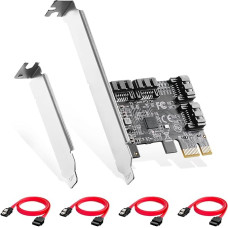 Binardat PCIE X1 to SATA Card 4 Port 6Gbps SATA 3.0 Controller with 4 SATA Cables and Low Profile Bracket for Windows 10/11