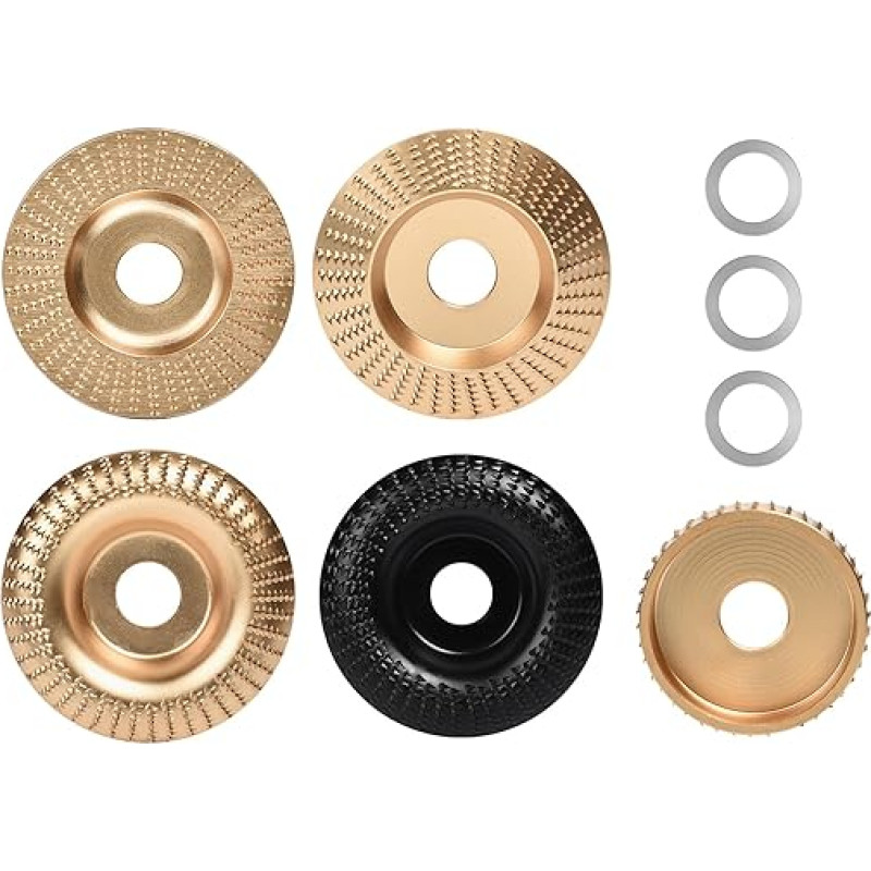 Pack of 5 Wood Grinding Disc, Rasp Disc Set for Angle Grinder, Wood Carving Disc, Wood Carbide Sanding Disc, Woodworking Tool, Angle Grinder for Shaping, Sanding and Cutting 100/22 mm