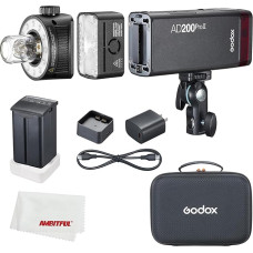 Godox AD200Pro AD200 Pro II Flash Strobe, 1/8000 HSS,500 Flashes with Full Power, 0.01-2.1s Recycling,2.4G Wireiess X System,Blank Bulb/Speedlite Fresnel Flash Head (AD200Pro Updated)