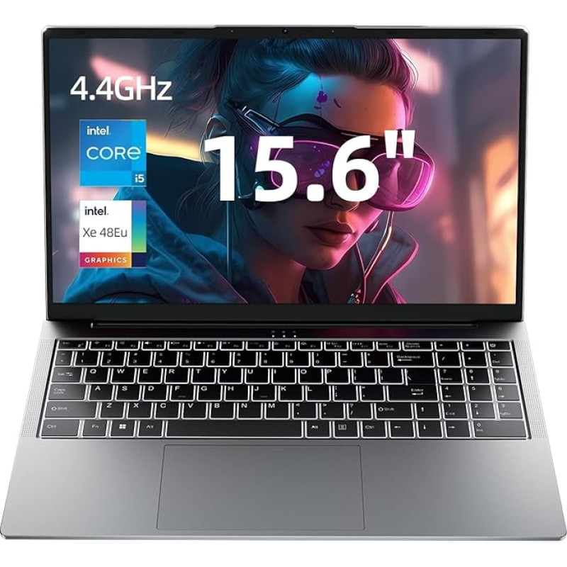 jumper Laptop 15.6 Inch FHD IPS Display, 12th i5-12450H (up to 4.4GHz), 16GB DDR4 512GB NVME SSD Notebook, Four Stereo Speakers USB 3.2 x 3/BT5.1/62.7Wh Battery