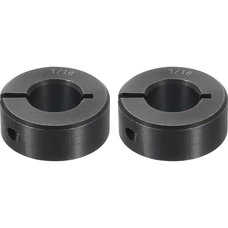 sourcing map 2 Stück einteilige Klemmmanschette mit 1,1 cm Bohrung, einteiliger Klemmkragen, 15/16 Zoll Außendurchmesser, 0,95 cm Dicke, schwarzes Oxidstahl-Set, Schraubverschluss-Kragenklemme