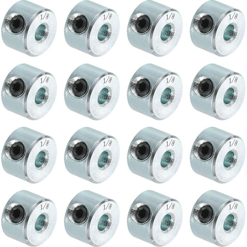 sourcing map 16-teiliges Set Schraubenmanschetten, 0,3 cm Bohrung, Karbonstahl, Schaftmanschetten, 0,95 cm Außendurchmesser, 0,64 cm Breite, Schlossachsenmanschette für Linearstangenwellenführung