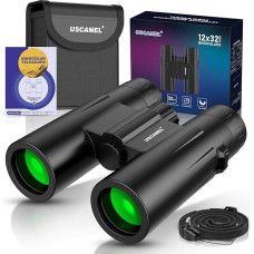 USCAMEL 12x32 žiūronai suaugusiesiems, aukštos kokybės žiūronai paukščiams stebėti, kompaktiški, lengvi ir reguliuojami žiūronai sportui, medžioklei, koncertams, kelionėms
