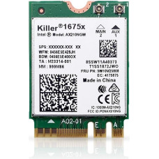 HighZer0 Electronics AX1675x Killer Series Upgraded WiFi 6E Adapter | Žaidimų WiFi adapteris | M.2 WiFi kortelė | 2,4 Gbps WiFi kompiuteriui | Palaiko Bluetooth 5.3 ir Intel, AMD su Windows 10+, Linux