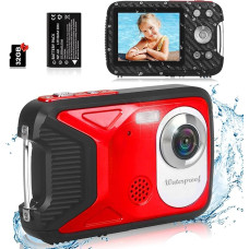 Vmotal Skaitmeninis fotoaparatas su SD kortele, 30MP/1080P FHD/2.8 colių ekranas/5 metrų po vandeniu/atnaujintas GD8026 mini vandeniui atsparus fotoaparatas vaikams/vaikams/paaugliams/studentams/pradedantiesiems