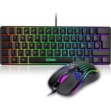 RedThunder 60% Wired Mechanical Gaming Keyboard, Dynamic RGB Backlight, Lightweight Honeycomb Mouse with 7200 DPI, Ultra Compact Keyboard, 62 Anti-Ghosting Keys, IT Layout for