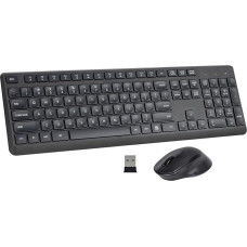 HUO JI Wireless Keyboard and Mouse Combo for Windows Mac, US Layout (QWERTY), 2.4G Ergonomic Full Size Computer Keyboard, Long Battery Life - 12 Months, Quiet Keys and Clicks, Black