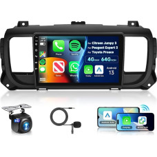 8 Core 4G + 64G Car Radio for Citroen Jumpy 3 SpaceTourer/Peugeot Expert 3/Toyota Proace 2016-2021, Hodozzy 9 Inch Touchscreen with Carplay Android Car, Navigation Bluetooth DSP WiFi FM RDS Reversing