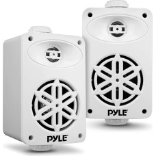 Pyle Indoor Outdoor Speakers Pair - 200 Watt Dual Waterproof 3.5 Inch 2-Way Full Range Speaker System w/ 1/2 Inch High Compliance Polymer Tweeter - In-Home, Boat, Marine, Deck, Patio, Poolside (White)
