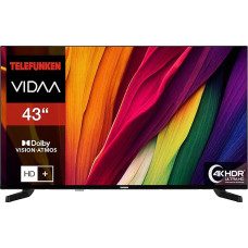 Telefunken VIDAA D43U790B2CW 4K TV 43 Inch Smart TV UHD, HDR TV with Dolby Vision, Triple Tuner and 6 Months HD+ Including LED TV, Black