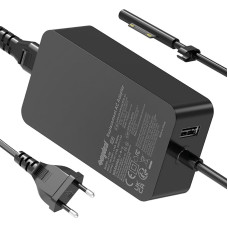 65W Surface Charging Cable 15V 4A Microsoft Charger Power Supply for Surface Pro 11/X/10/9/8/7/ 7+/6/5/4/3, Surface Laptop 7/6/5/4/3/2/1, Surface Go 4/3/2/1, Surface Book 3/2/1, Model 1706 1796 1800