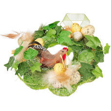 HEITMANN DECO 65059 Sizalio vainikas su pavasario viščiuku iš plunksnų ir kiaušinių