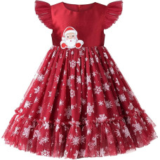 Girls' Dress Floral Ruffle Tulle Skirt Flutter Flare Sleeve Size 104-134