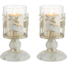 Sziqiqi Vintage Stag Candle Holder for Pillar Candles - Rustic Deer Reindeer Metal Tea Light Holder Candle Holder for Christmas Table Decoration Coat Fireplace Advent