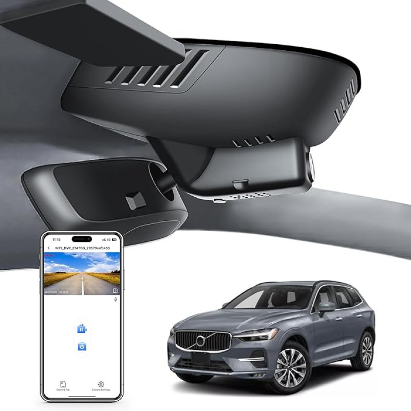 4K Dash Cam Dash Cam Custom for Volvo XC60 2022 2023 2024 2025 (Model D), B5 B6 T8 Accessories, OEM Look, UHD 2160P Video, WiFi & App, Loop Recording, Easy to Install, 64GB Card