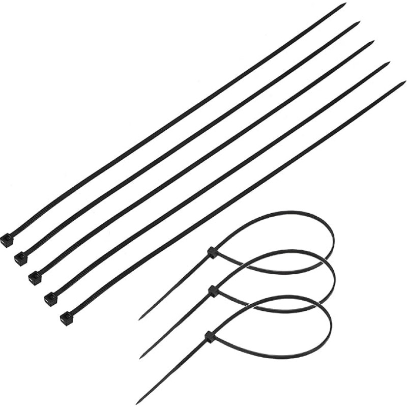 Kabelbinder, schwarz, 730 mm x 13 mm, robuste Nylon-Kabelbinder, sicherer selbstschließender Mechanismus, Kunststoffbinder für Zuhause, Büro, Garten, Garage, Werkstatt, Heimwerker, 10 Stück