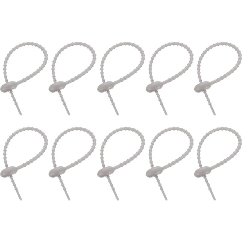 sourcing map 20 Pieces 7 Inch Silicone Cable Ties, Reusable Cable Ties, Cable Ties, Cable Wraps, Management Organizer for Home, Office, Kitchen, Grocery Bag, Grey