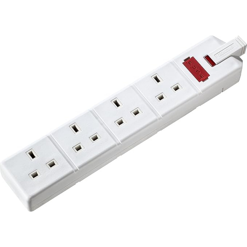 Els134W-01 13 amperų maitinimo juosta su lizdo indikatoriumi, be kištuko ir kabelio, balta