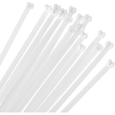 QUARKZMAN Cable Ties 14 x 0.39 inches, Pack of 50 Metal Tooth Self-Locking Wire Ties for Cable Management Indoor and Outdoor Use, Tensile Strength 120 lbs, White