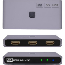 MMOBIEL HDMI Switch 4K @ 60Hz - 2 in 1 Out Bidirectional HDMI Switcher - Splitter HDR, 3D - Hub for TV, Monitor etc. - Compatible with Apple TV, PS5/4 etc. 1 Display at the Time - Aluminium