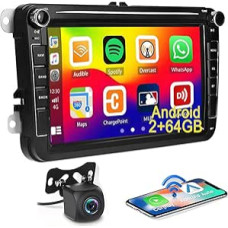 2+64GB Android automobilinis radijas CarPlay VW Golf Passat Polo Skoda Tiguan Seat 8 colių jutiklinio ekrano automobilinis grotuvas su Sat NAV WiFi BT USB FM RDS Hi-Fi radijas atbulinės eigos kamera