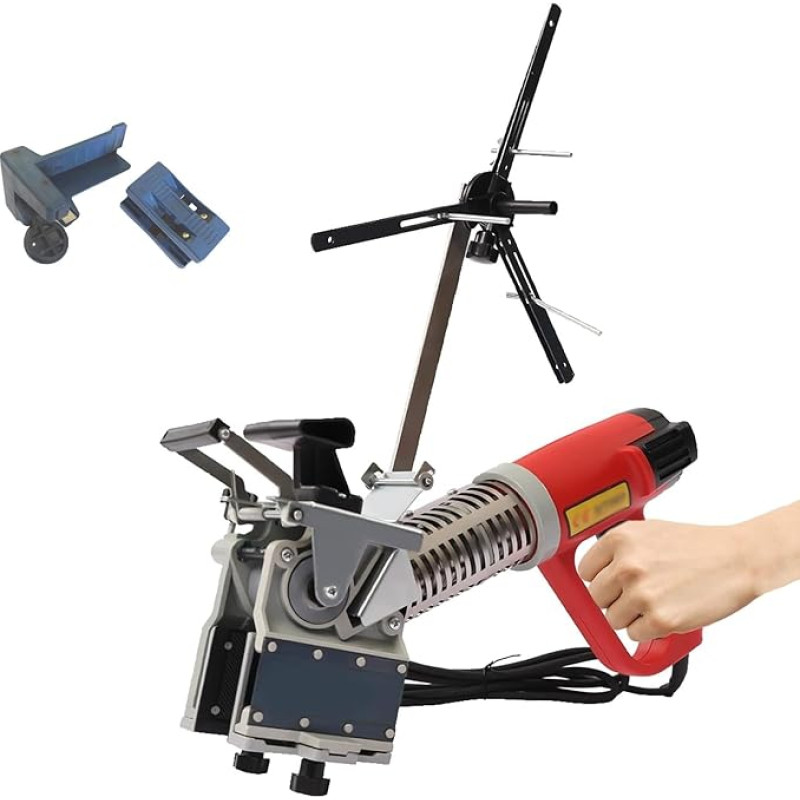 Kantenanleimmaschine für Holzarbeiten, tragbare Kantenanleimmaschine 2000 W, 50-610 °C einstellbare Temperatur, 3 einstellbare Geschwindigkeiten, Gebogene, gerade manuelle Kantenanleimmaschine
