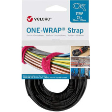 VELCRO® One Wrap® juostiniai kabelių raiščiai 20 mm x 200 mm, 25 vnt., juodos spalvos