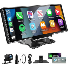 10.26 Zoll Wireless Carplay Display für Apple Carplay & Android Auto, Autoradio mit Bildschirm/Rückfahrkamera 1080P HD/Bluetooth/FM/AUX/Mirror Link/Siri/G00gle Assistant/GPS Navigation für Auto