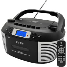 Portable CD Player and Cassette Player with Remote Control, FM AM Radio, USB Playback, Bluetooth Speaker, Recording Function, Battery/AC for Elderly