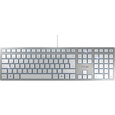 Cherry KC 6000 Slim Keyboard, German QWERTZ Layout, Wired, Scissor Mechanism for Perfect Keystrokes, Ultra Flat Design, Silver