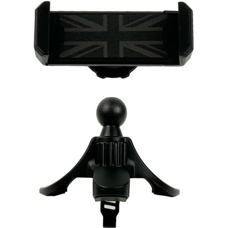 Car Phone Holder Mount, Union Jack Phone Holder for Car Circular Air Vent for Mini Cooper R Series Hands-Free Kit for Smartphone, iPhone (Black Flag)