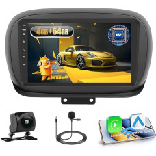 4+64G Android Autoradio für FIAT 500X 2014 2015 2016 2017 2017 2018 2019 2020 mit Wireless Carpaly&Android Auto, 9'' IPS Touch Screen Radio Bluetooth 5.0/GPS/Rückfahrkamera/FM/WiFi/SWC